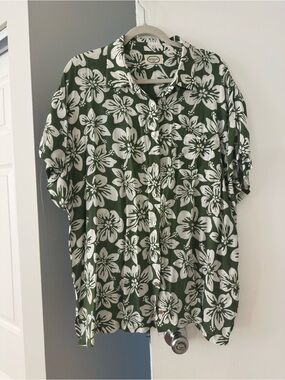 Benoa Swim Green Batik Aloha Shirt